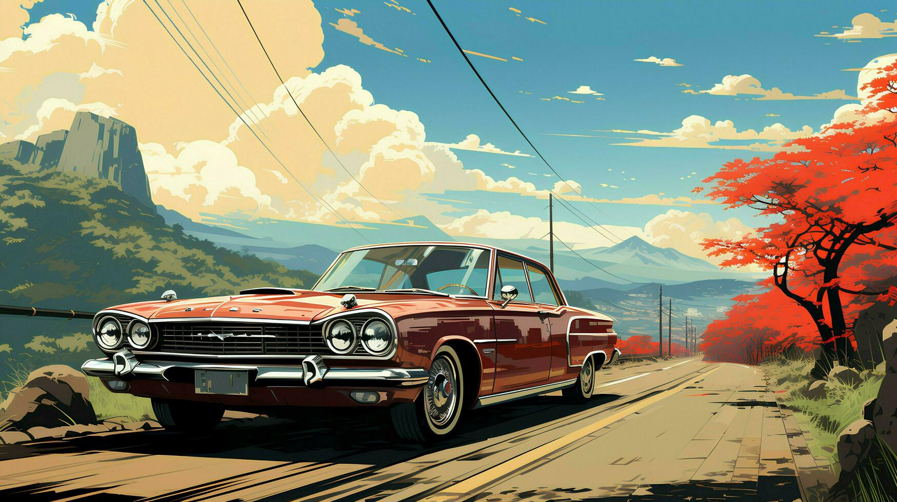 retro comic classic car photo