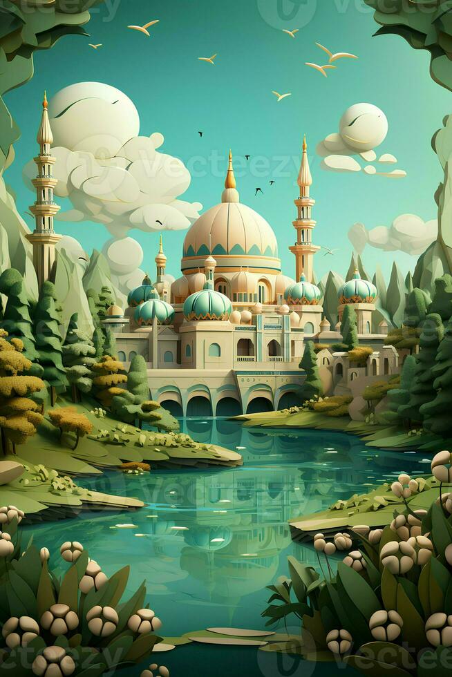 big great islamic mosque ai generative photo