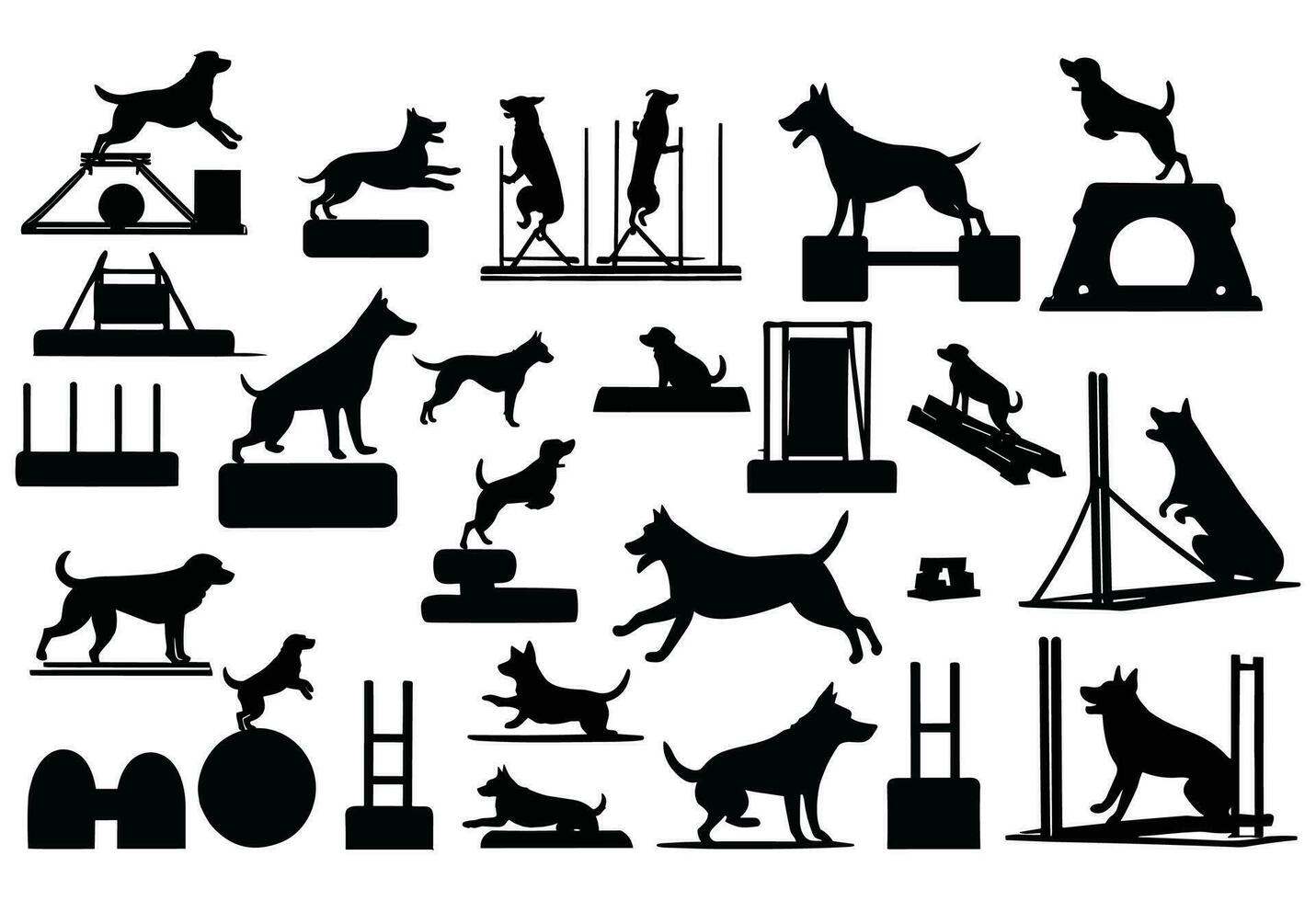 Free Dog Vector Set They show different obstacle training activities.