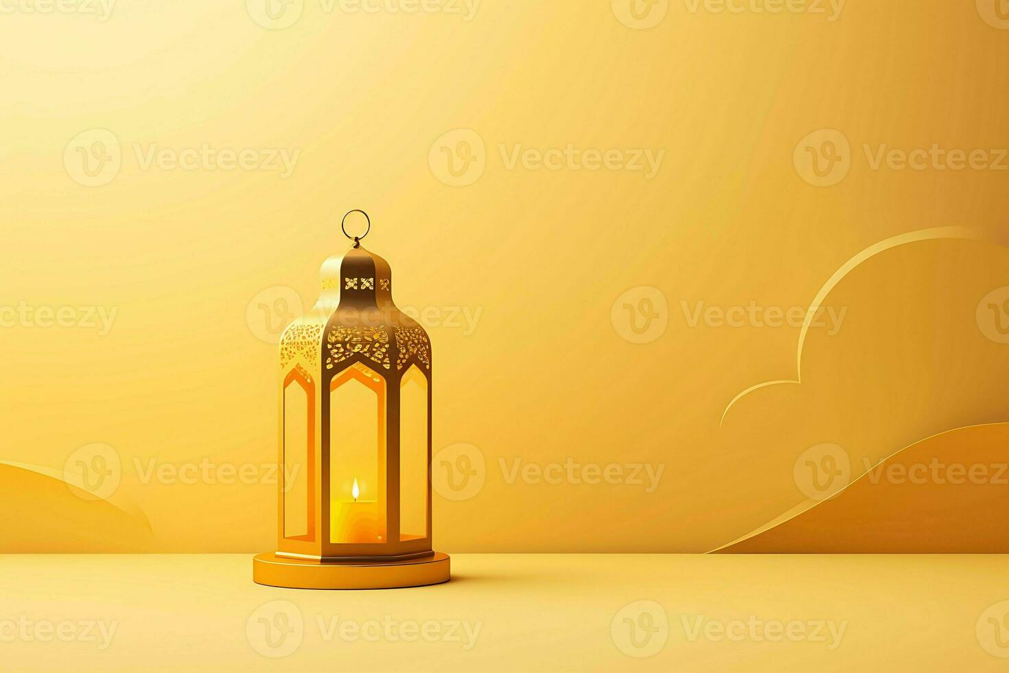 flat islamic background with lantern ai generative photo