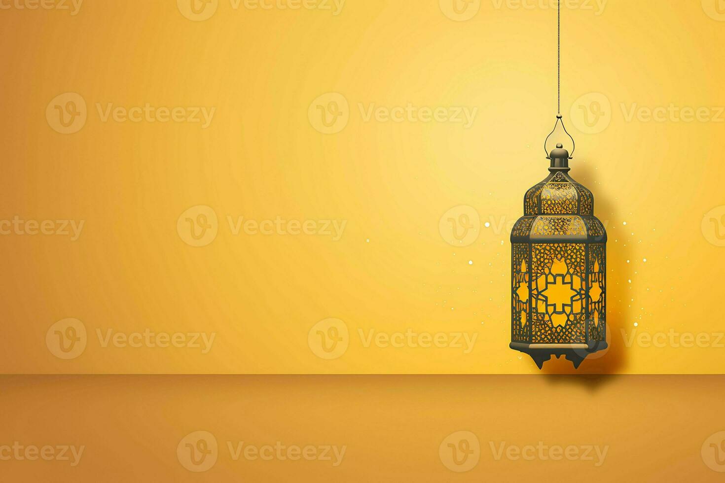 flat islamic background with lantern ai generative photo