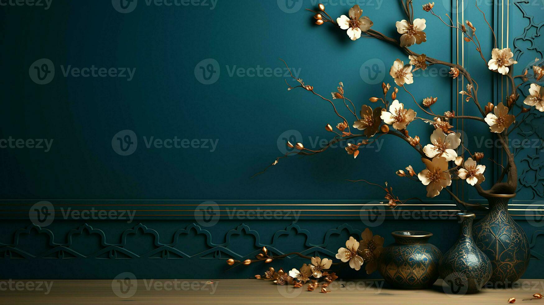 flat background with islamic ornament ai generative photo