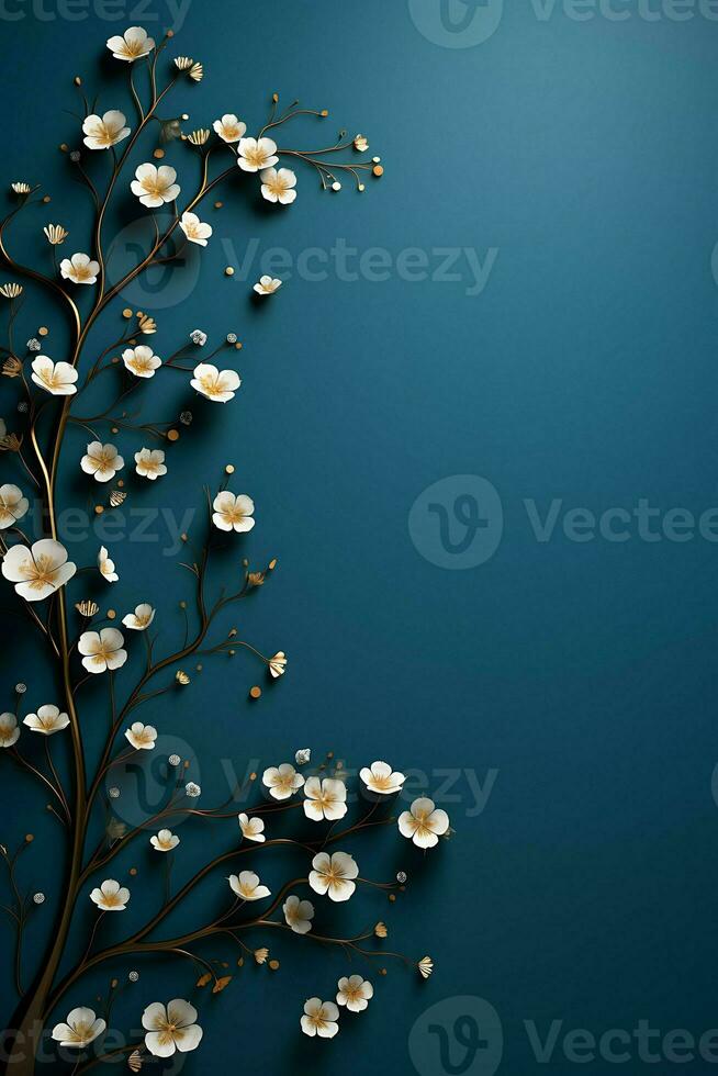 blue flat background with islamic ornament ai generative photo