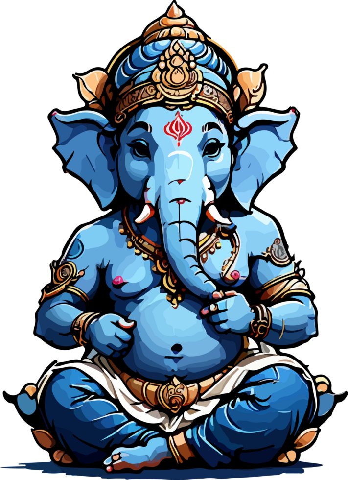 Ganesha Cartoon Illustration AI Generative png