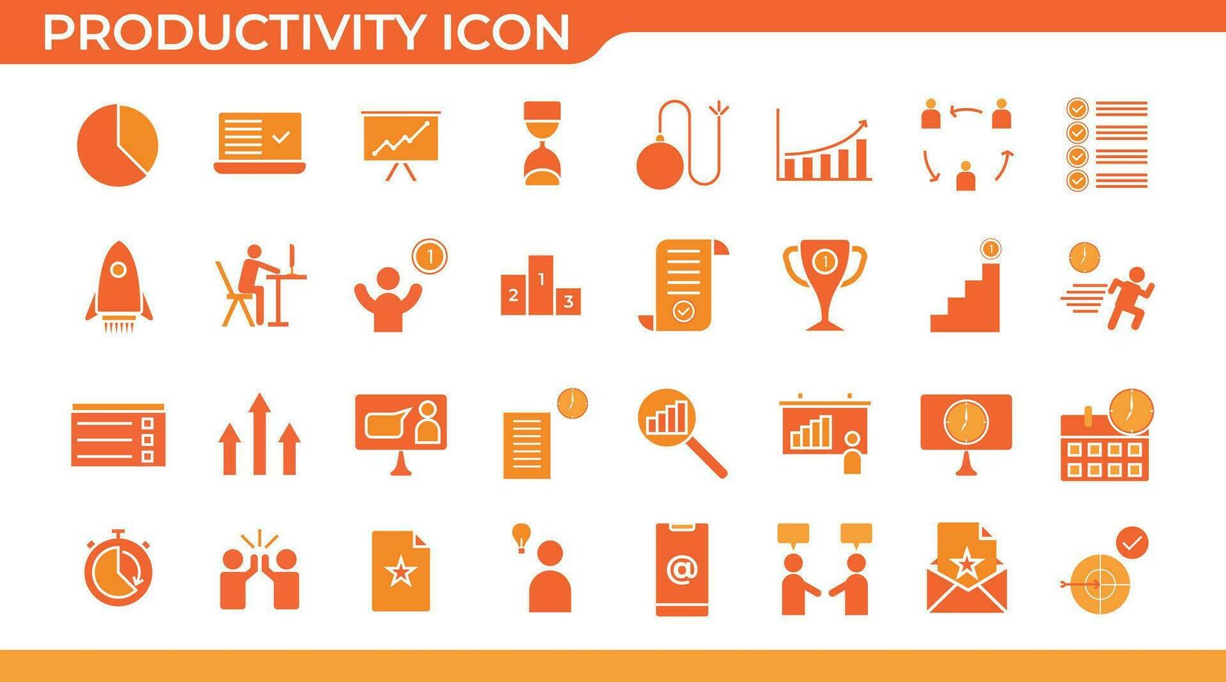 Productivity and management icon set. Businessman icons collection. Teamwork, meeting, efficiency, task, focus, workflow, growth, project management, automation, productive. Vector solid symbol.