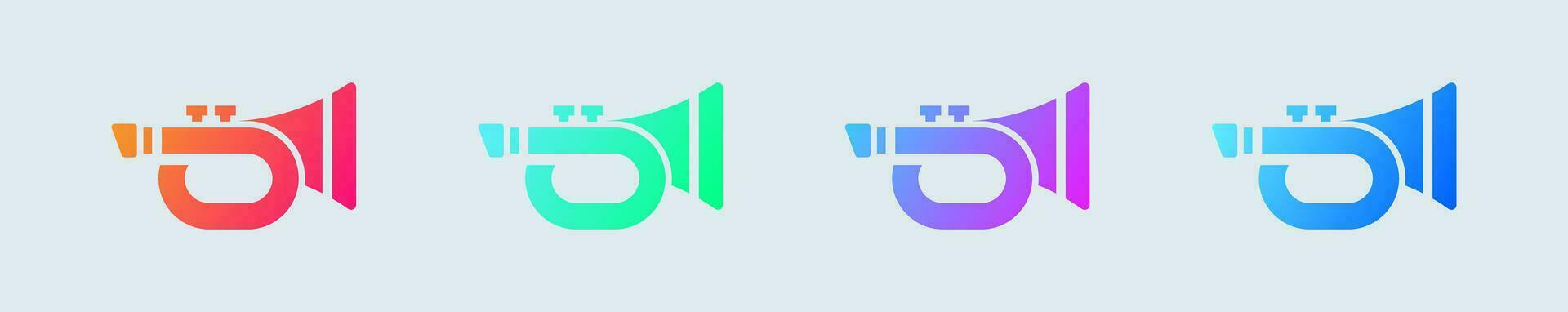 Horn solid icon in gradient colors. Trumpet signs vector illustration.
