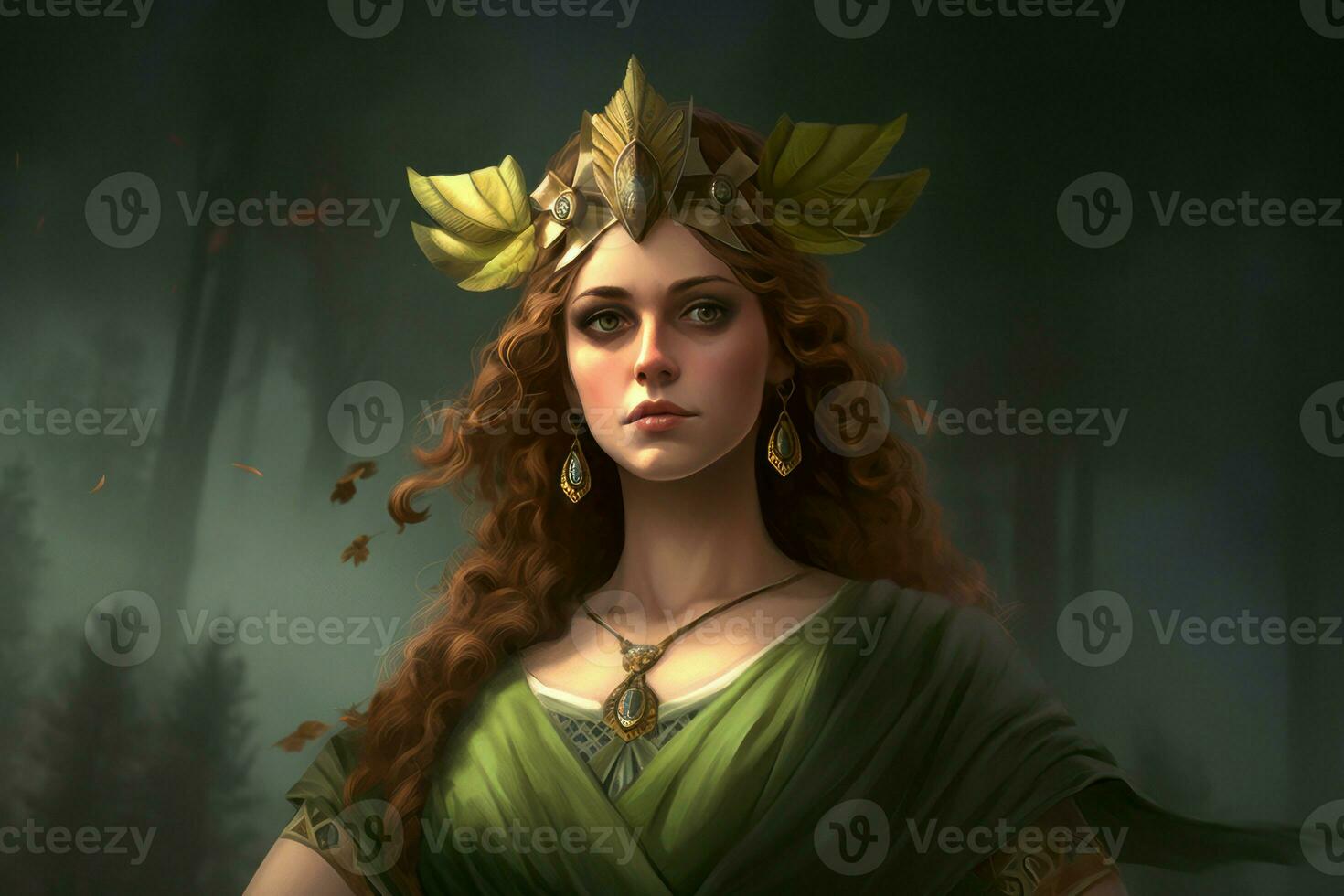 Hera greek god portrait digital art. Generate Ai photo