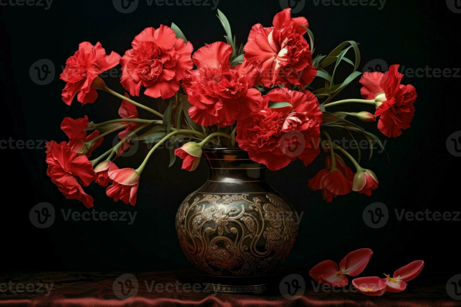 Charming Carnations vase. Generate Ai photo