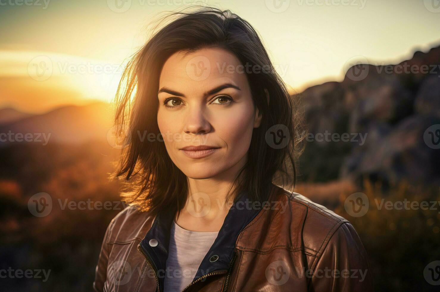 Professional hiking woman. Generate ai photo