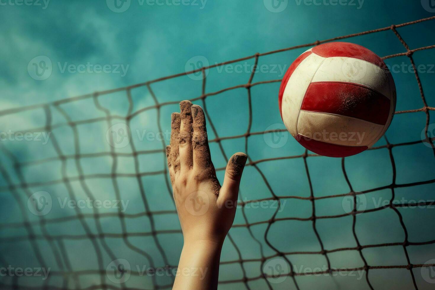 jugando playa verano vóleibol. generar ai foto