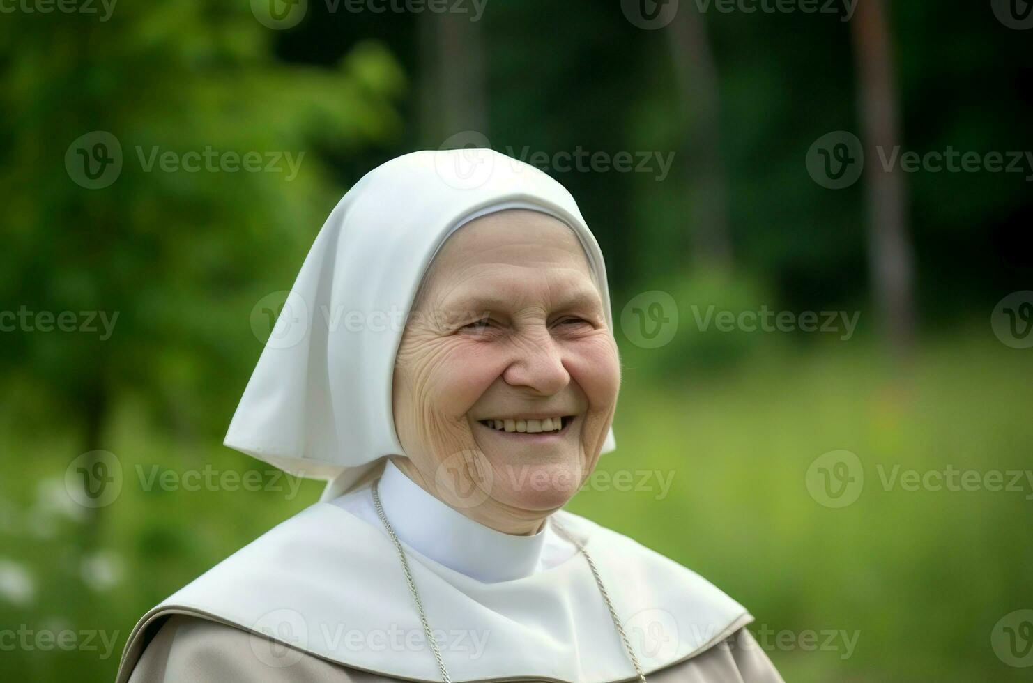 Catholic nun smiling. Generate Ai photo