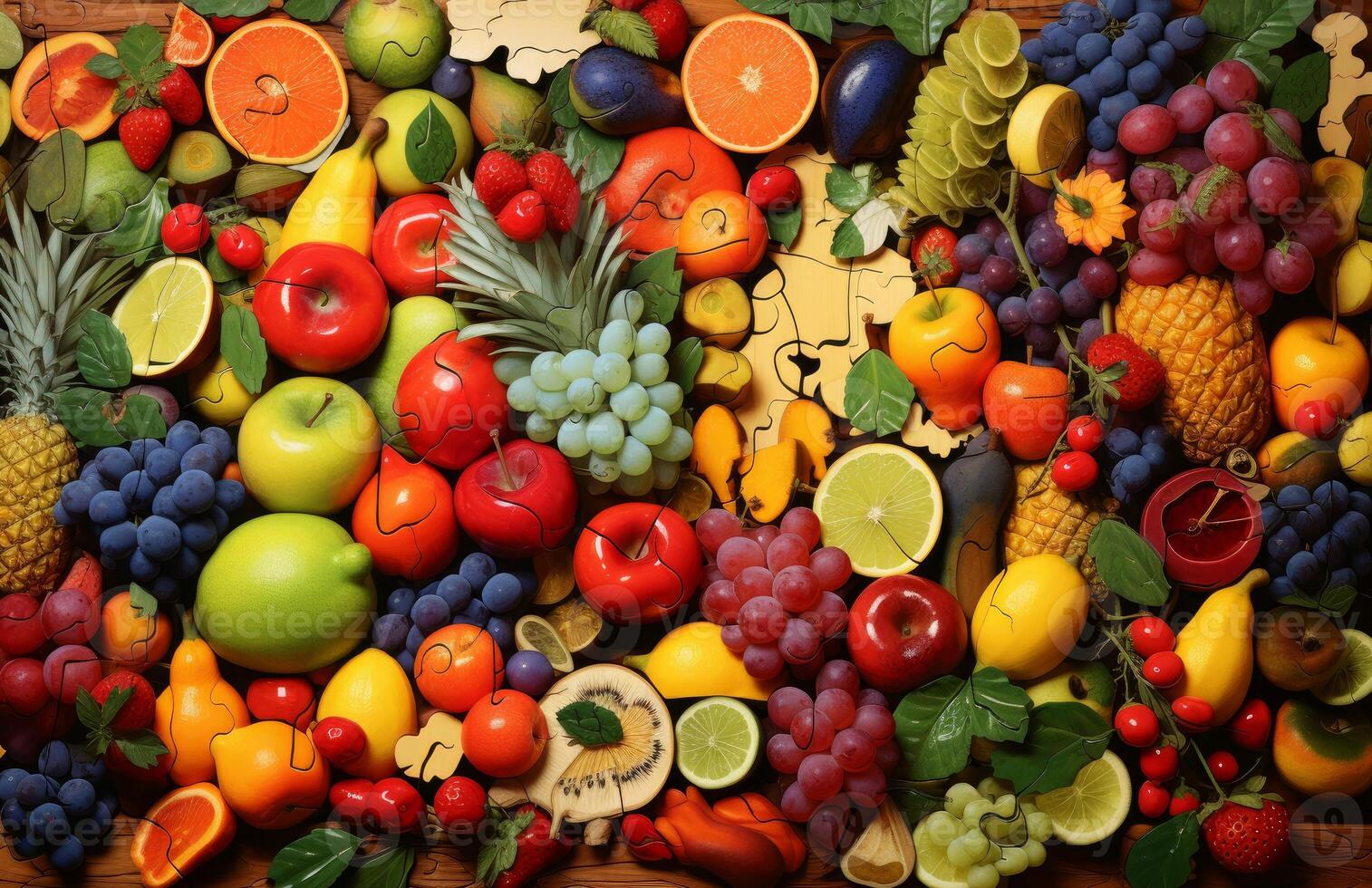 Engaging Fruit puzzle form. Generate Ai photo