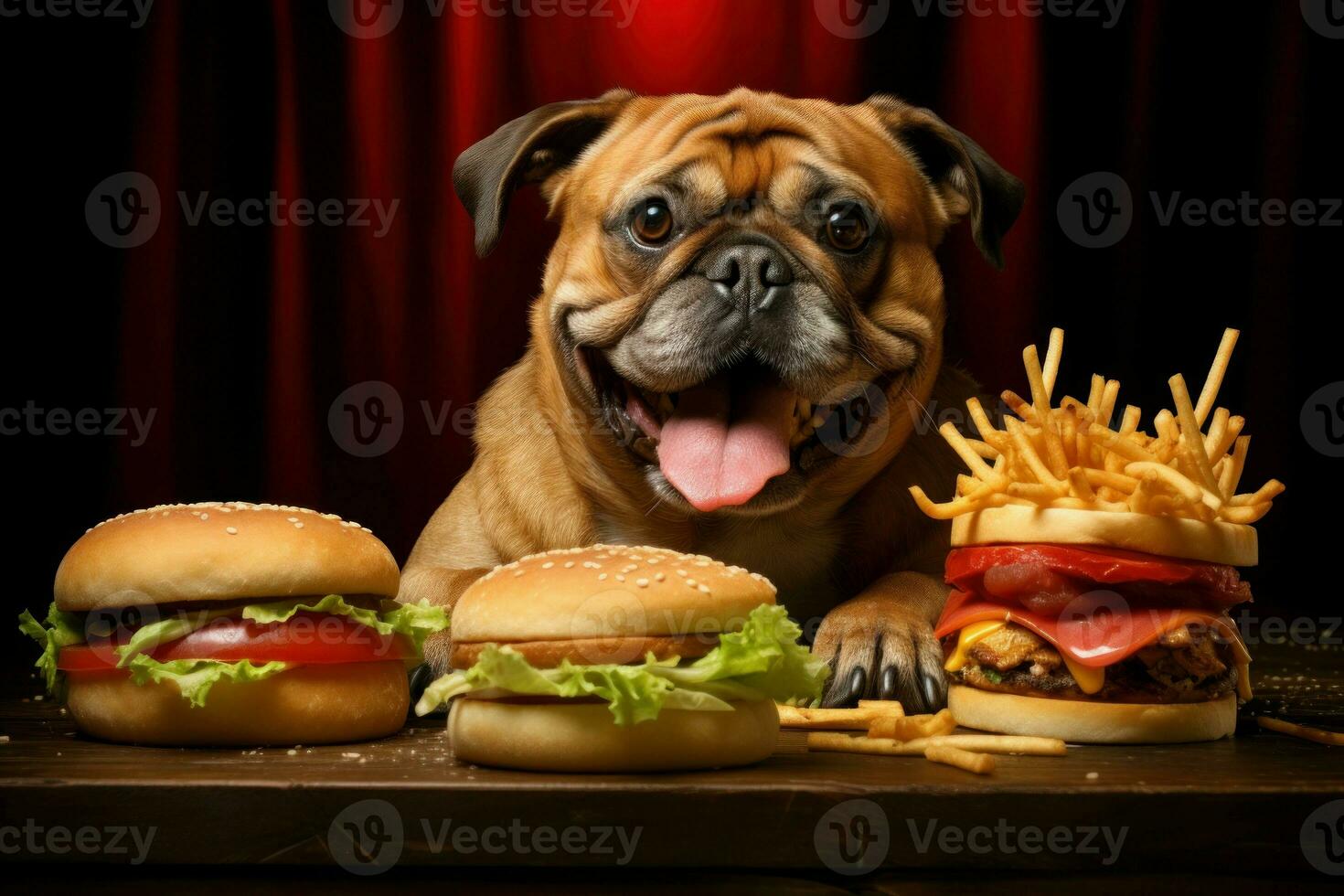 Unexpected Dog care hamburger. Generate AI photo
