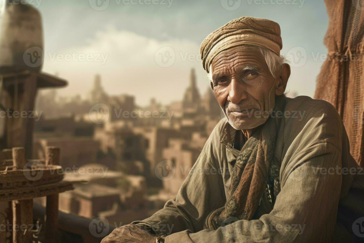 Fascinating Old man egyptian city. Generate AI photo