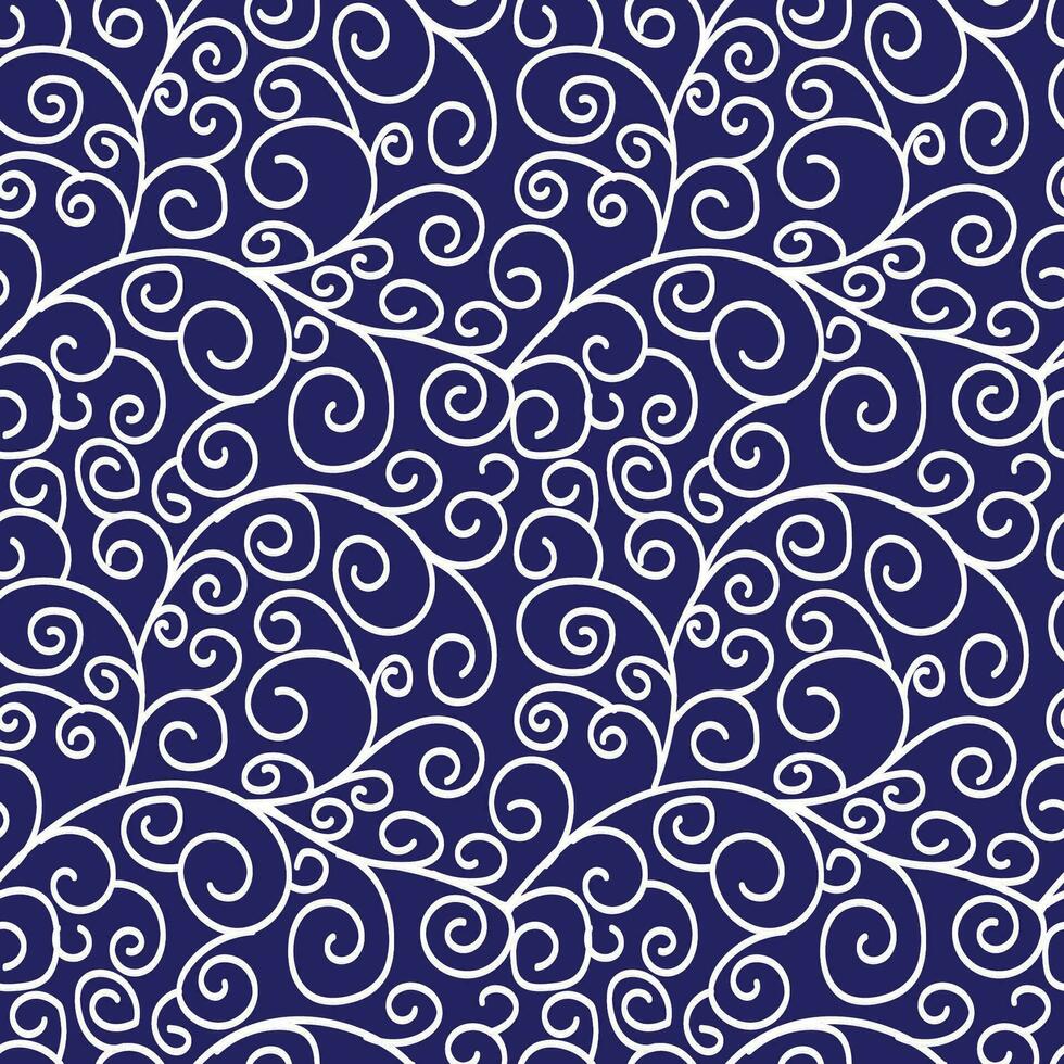 Frosty twisty pattern. Seamless pattern on a dark background. Vector illustration.