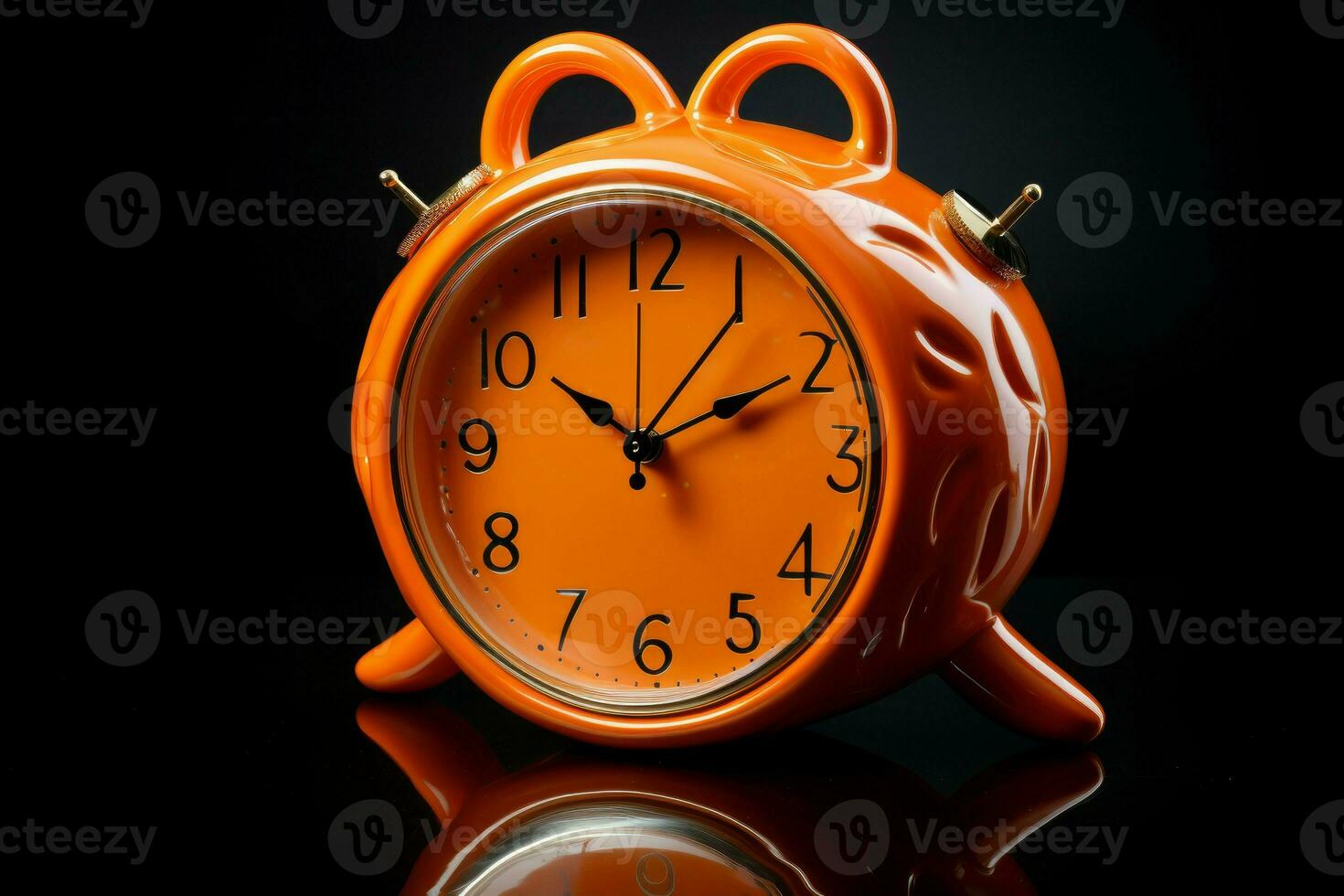 Glossy Fresh orange alarm clock. Generate Ai photo