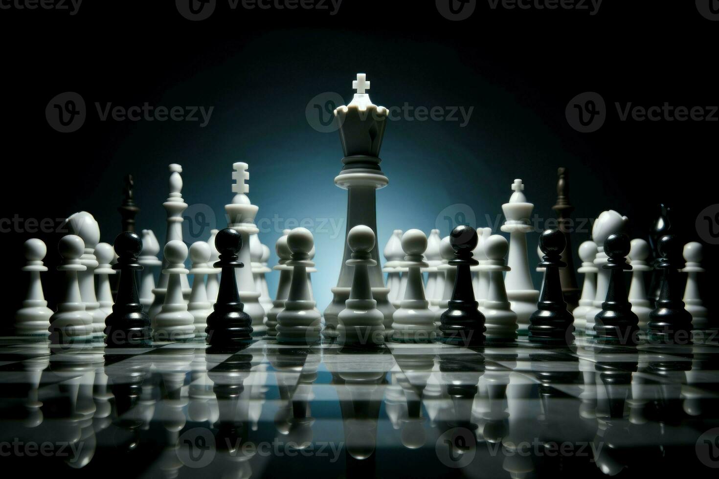 Black-and-white Chess board. Generate Ai photo