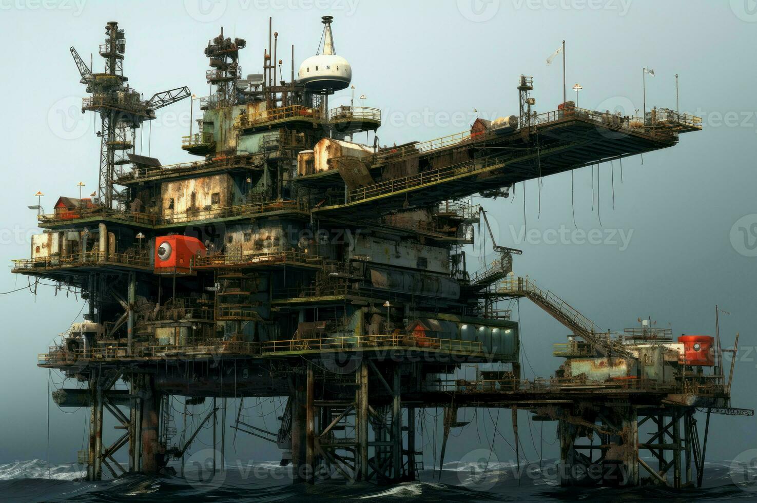 Imposing Gas rig platform. Generate Ai photo
