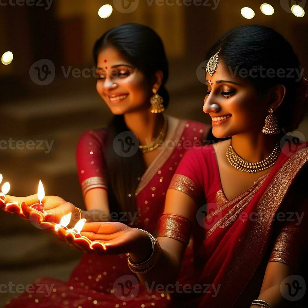 Beautiful Indian Bride in red lehenga looking at the camera, Traditional Indian Wedding, Generative AI photo