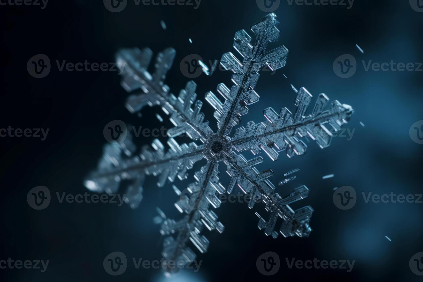 Snowflake falling down. Generate Ai photo