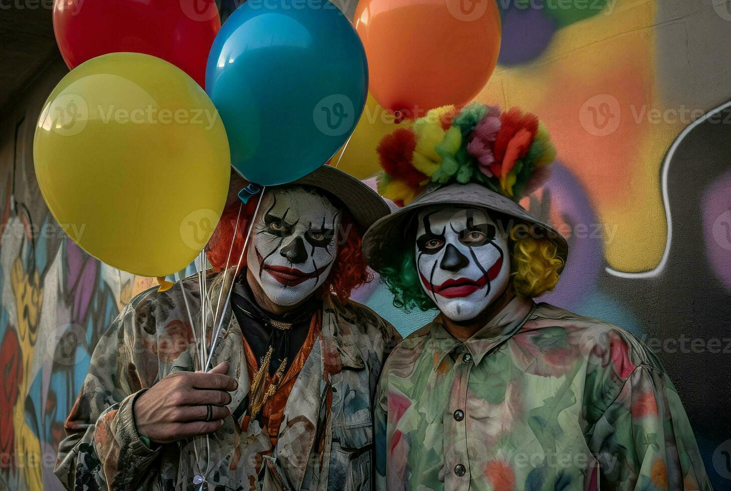 Clowns dangerous scary. Generate Ai photo