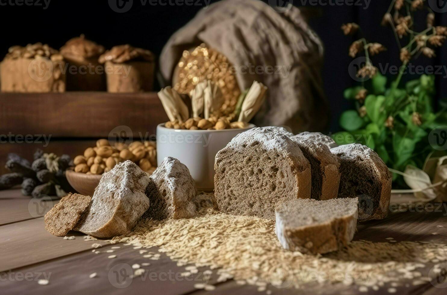 Whole grain bread. Generate Ai photo