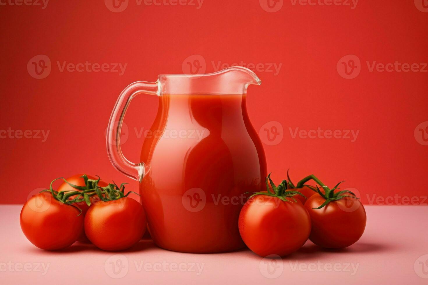 Full jug of tomato juice food. Generate Ai photo
