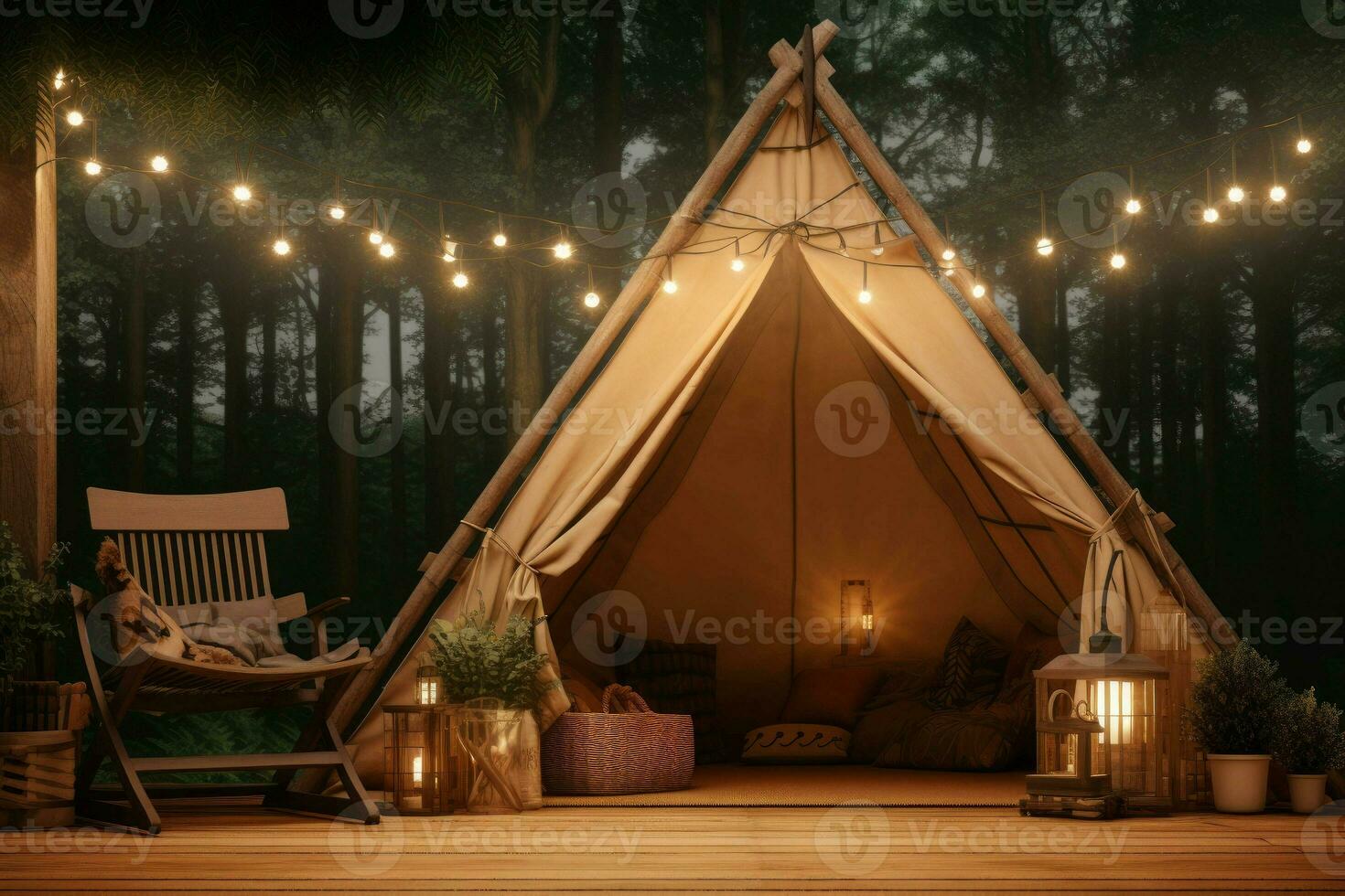 Luxurious Glamping mockup background. Generate Ai photo