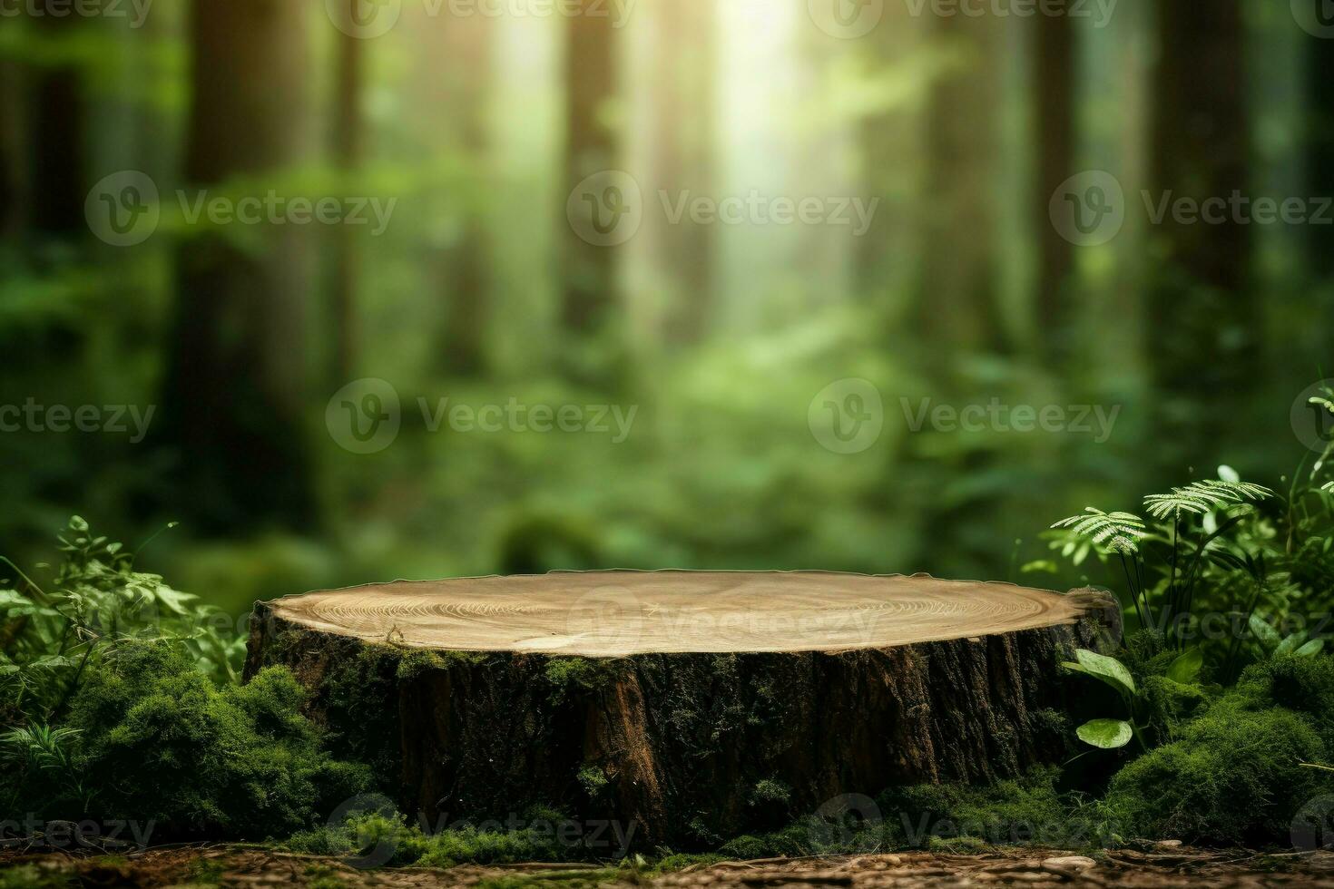 Natural Forest tree stump mockup. Generate Ai photo