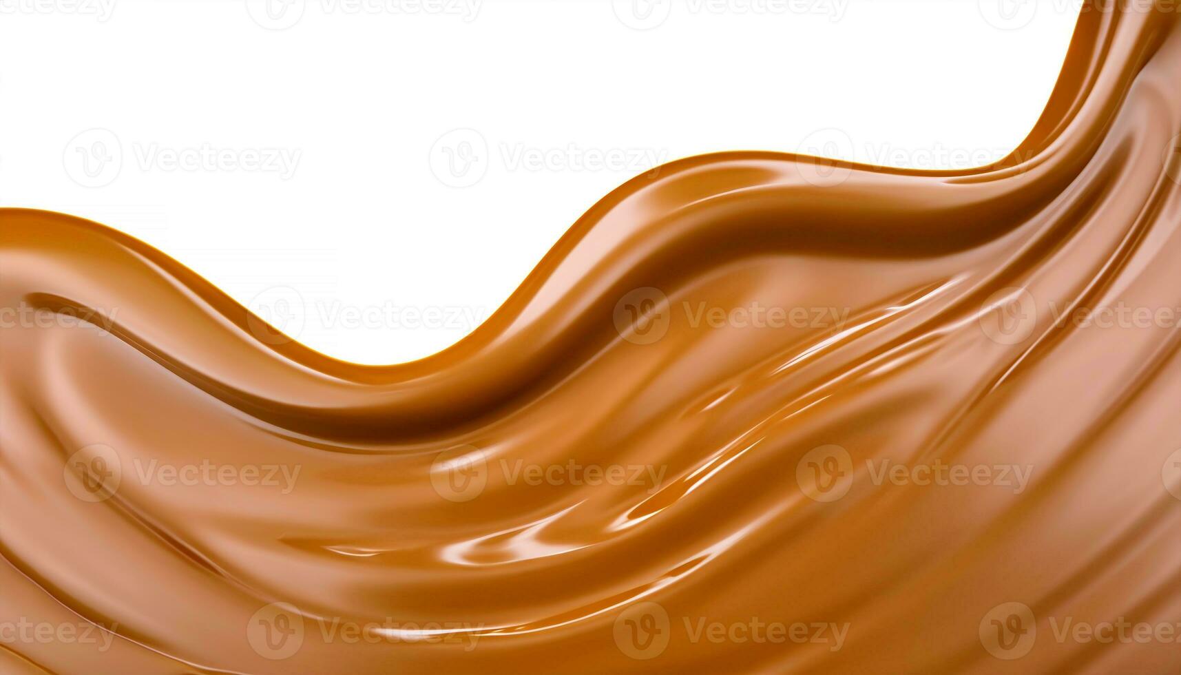 Delicious melted caramel texture. Flow, wave and drops splash caramels sauce. Sweet food isolated on white background. AI Generative photo