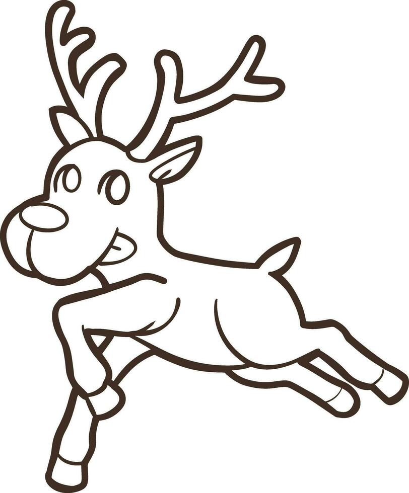 happy cute  reindeer christmas jumping action vector