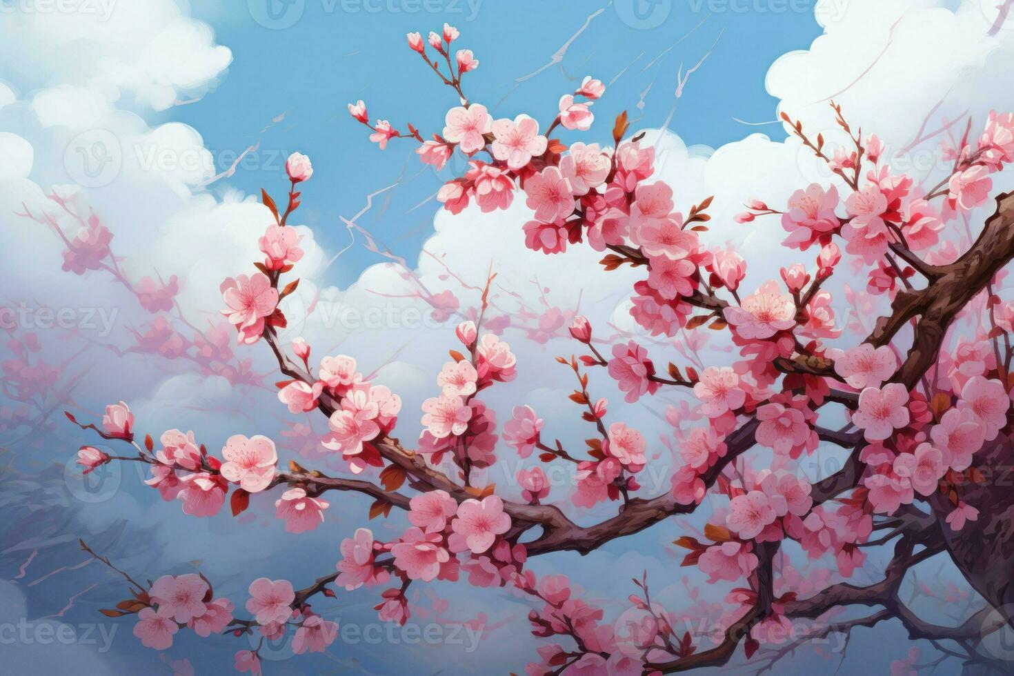 Delicate Cherry blossom tree. Generate Ai photo