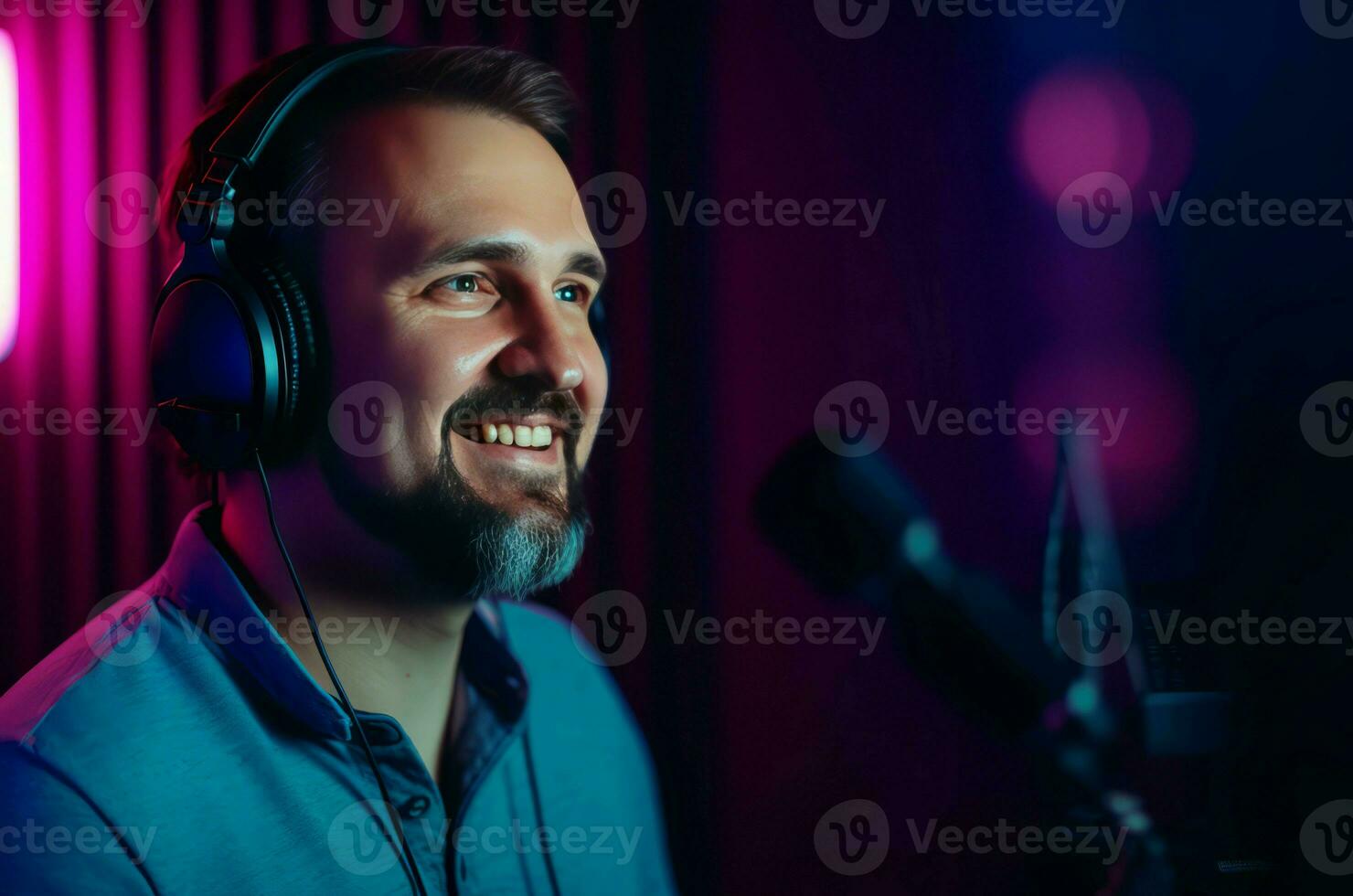 Man registers podcast. Generate ai photo