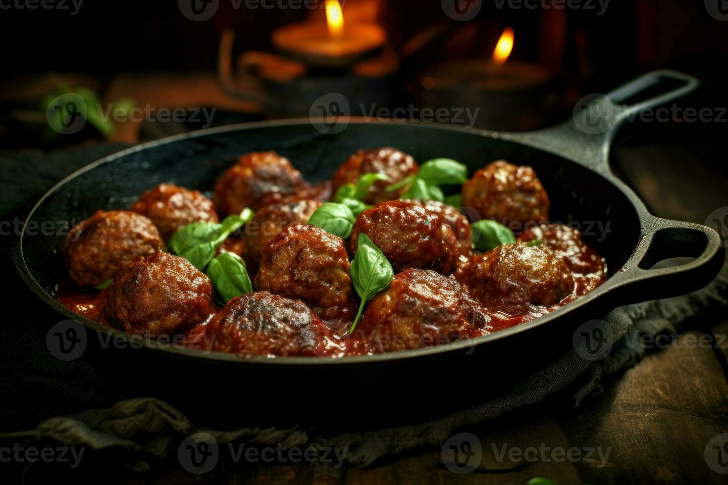 Succulent Cooked meatballs. Generate Ai photo