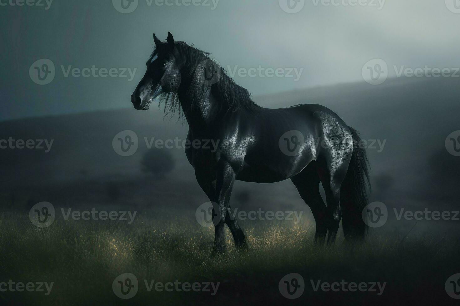negro mustango caballo. generar ai foto