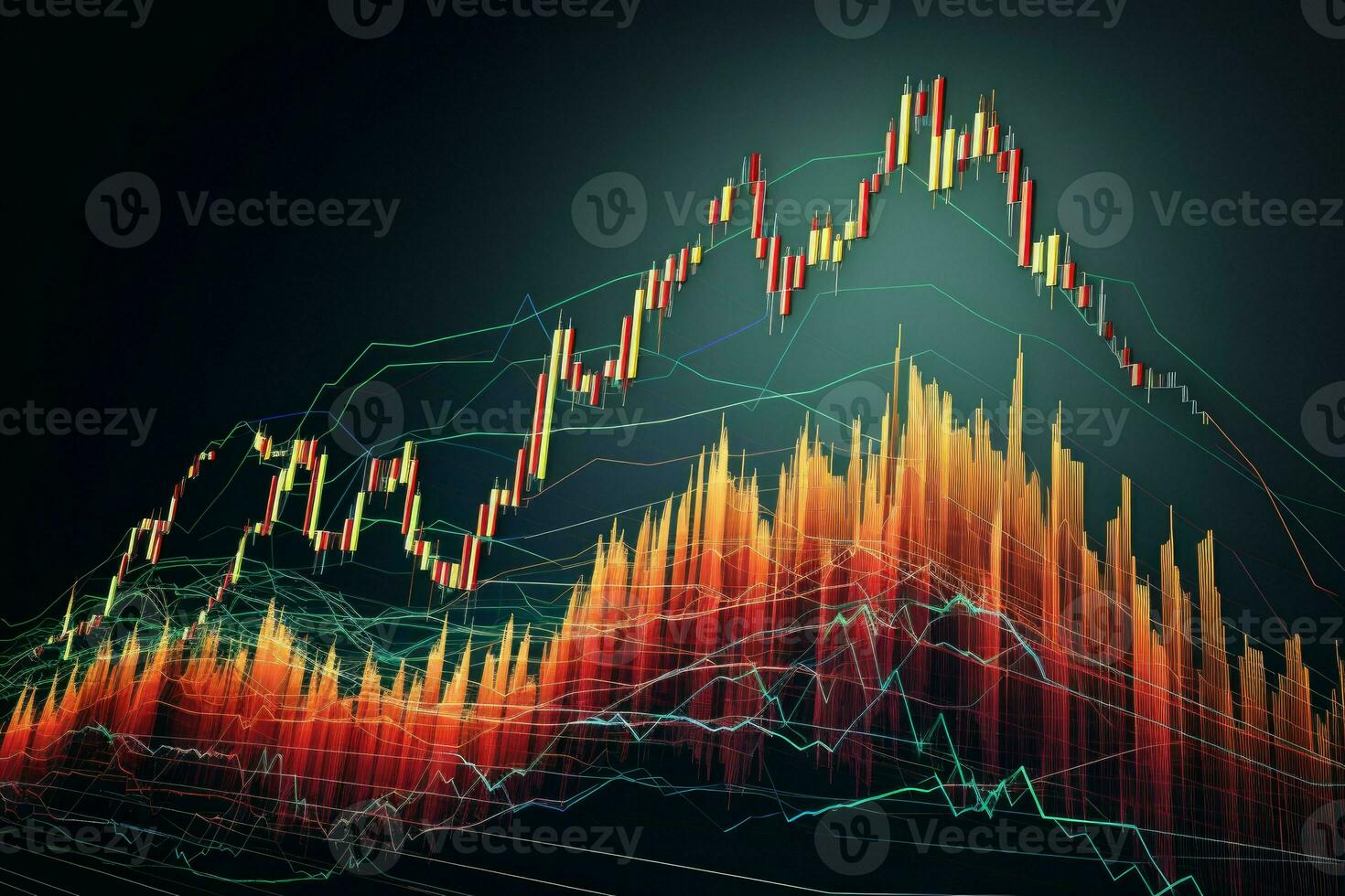 Dynamic Financial stock chart market. Generate Ai photo