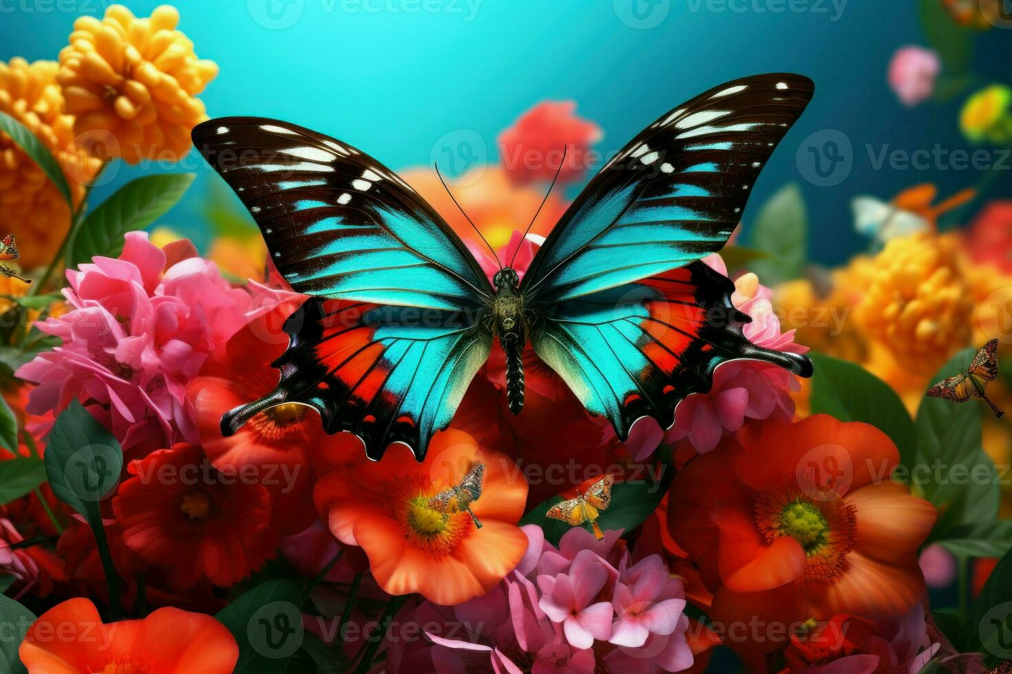 Colorful Butterfly flower. Generate Ai photo