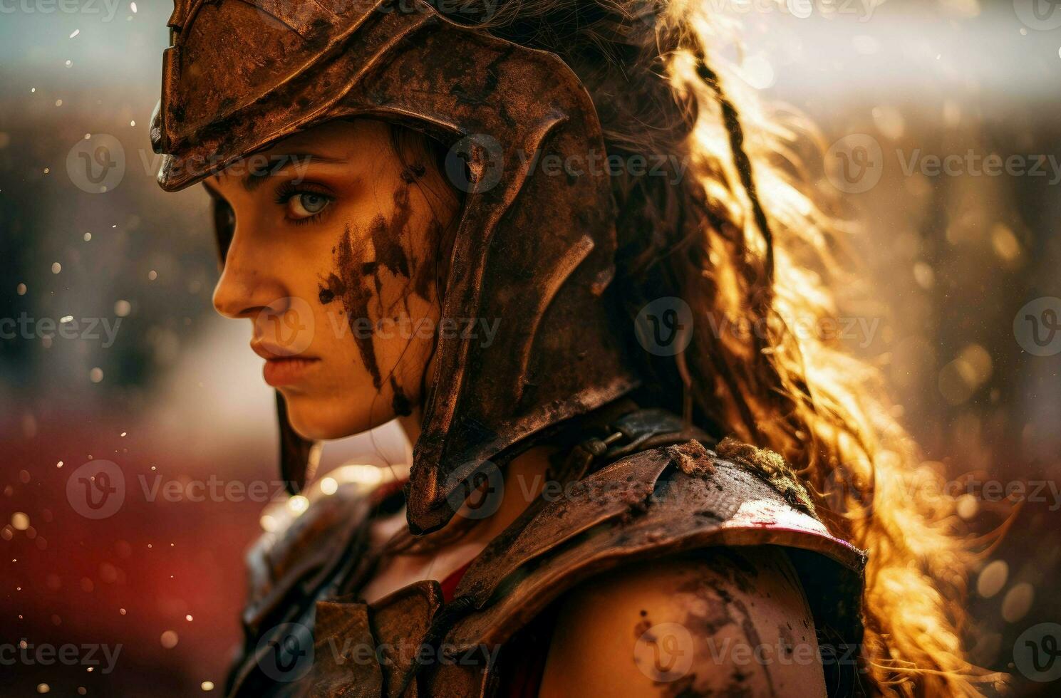 Gladiator woman warrior. Generate Ai photo