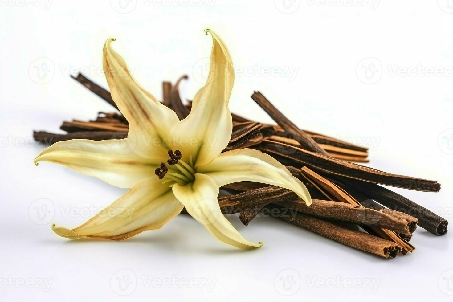 Dried aromatic vanilla pods. Generate ai photo