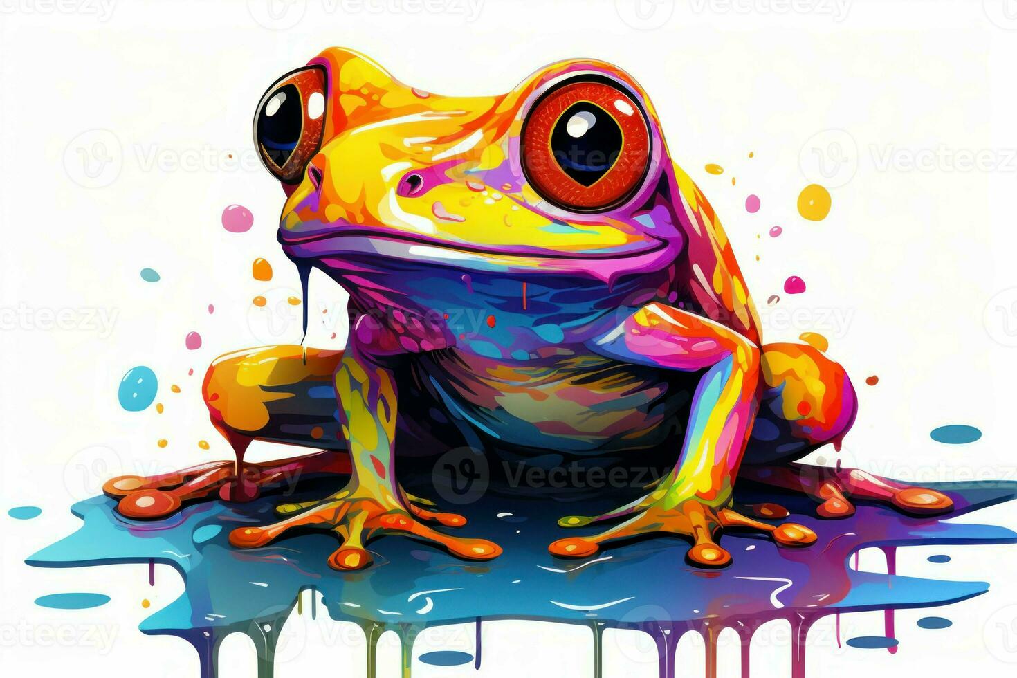 Delightful Cute colorful bright frog. Generate Ai photo