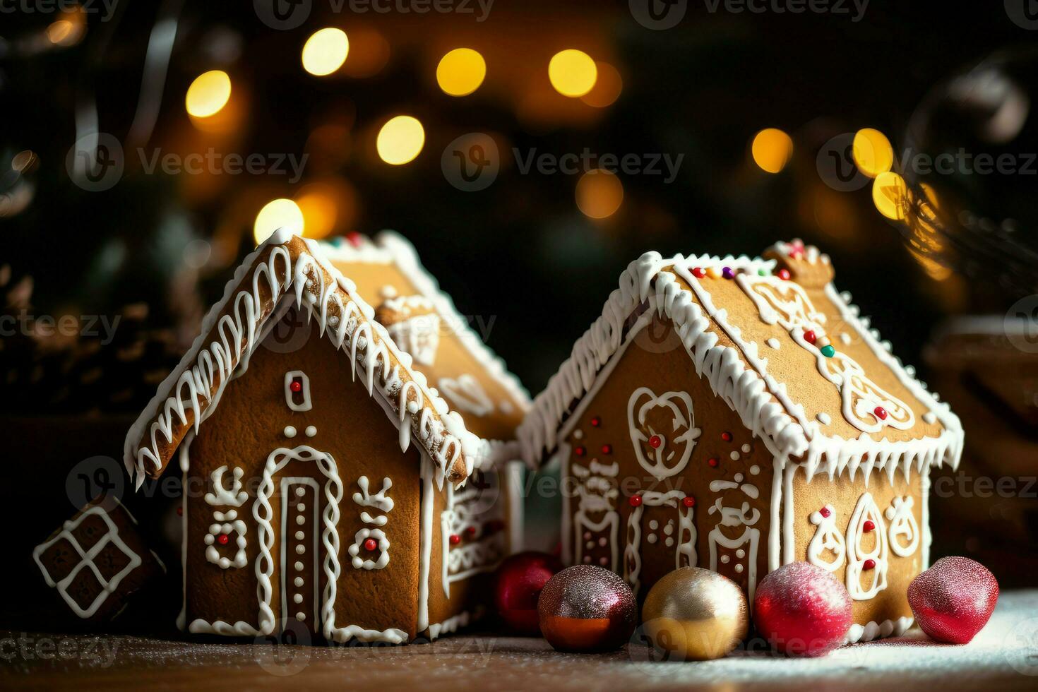 Gingerbread houses candy. Generate Ai photo