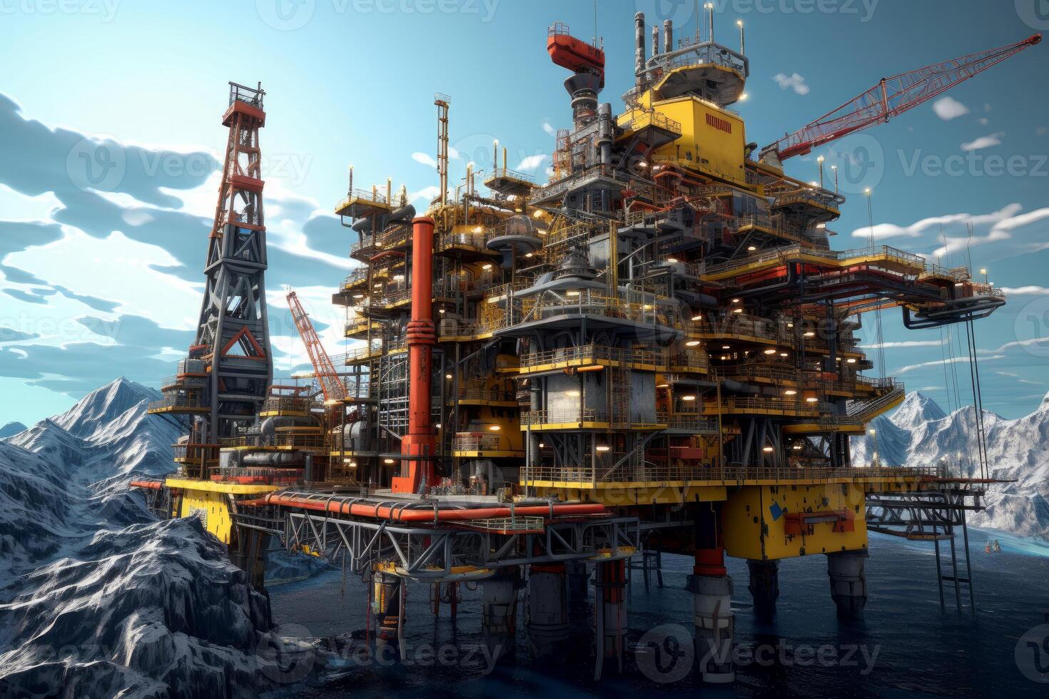 Gas rig platform. Generate Ai photo