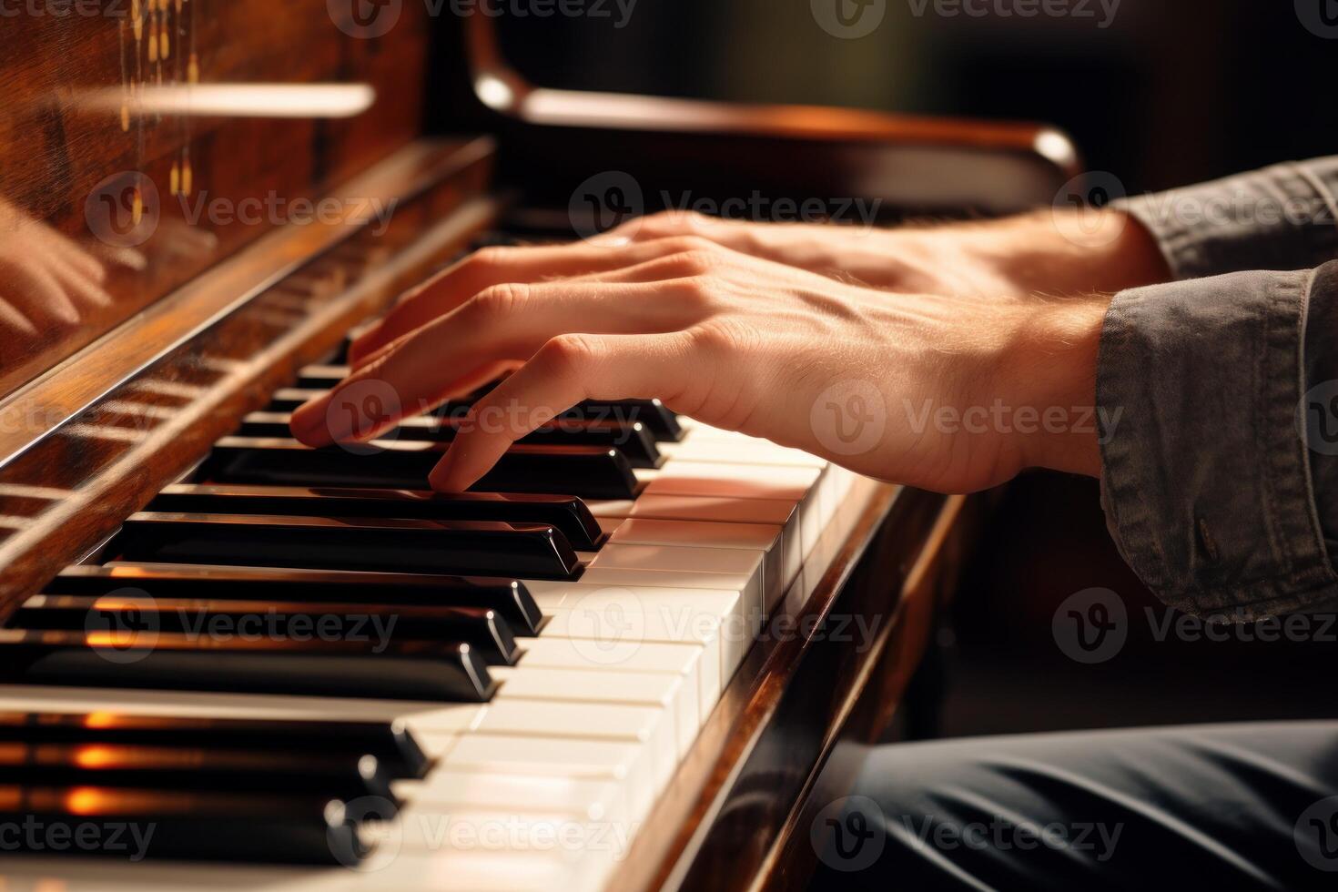 Swift Hands playing piano. Generate Ai photo