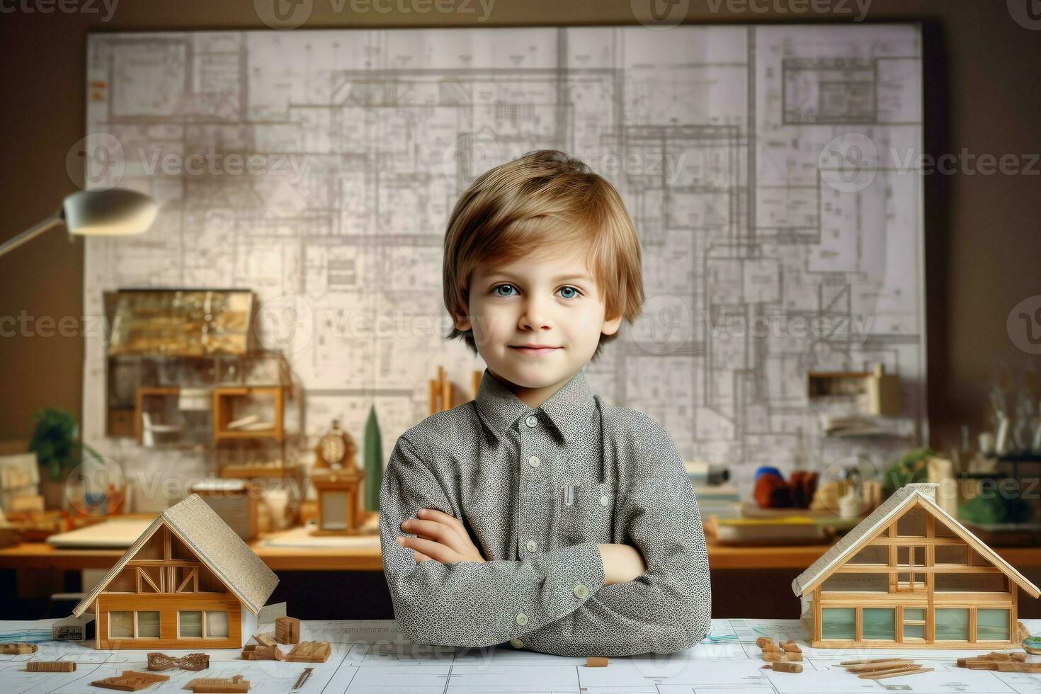 Precise Architect house plan child boy. Generate AI photo