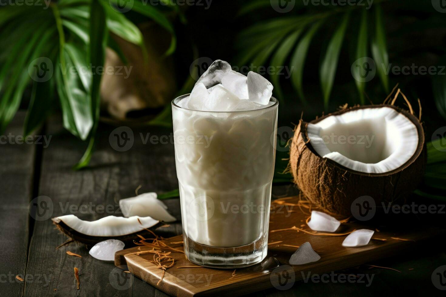 cremoso Coco con hielo beber. generar ai foto