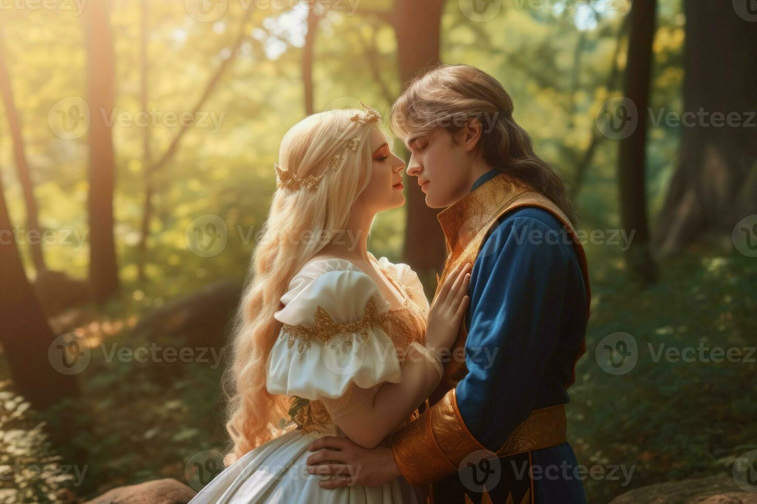 Fairytale prince and princess. Generate ai photo