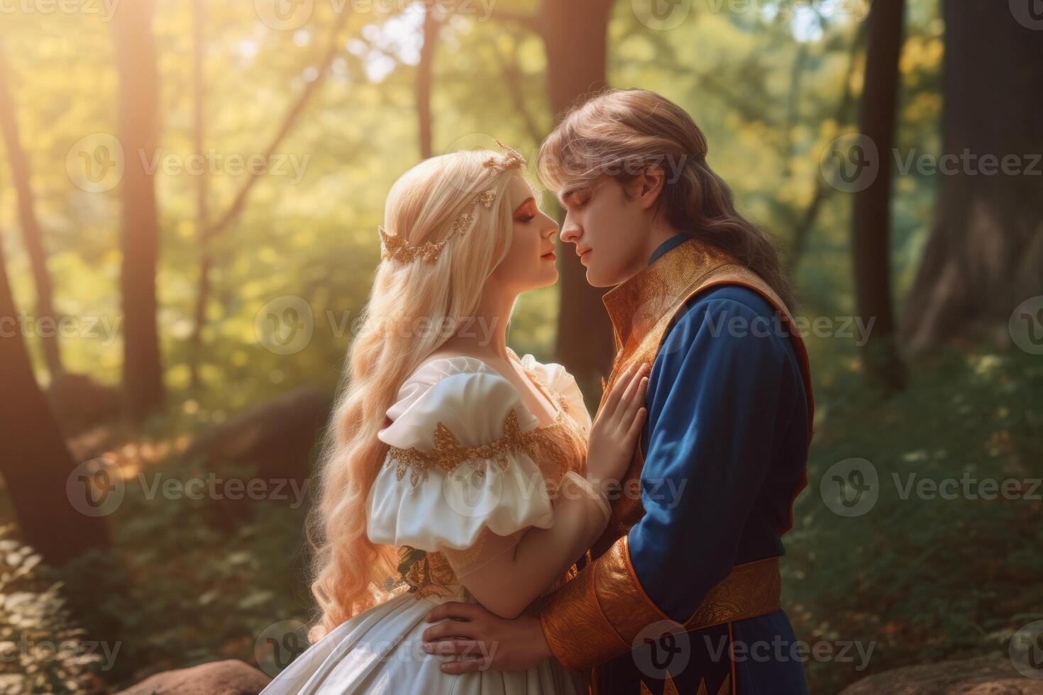 Fairytale prince and princess. Generate ai photo