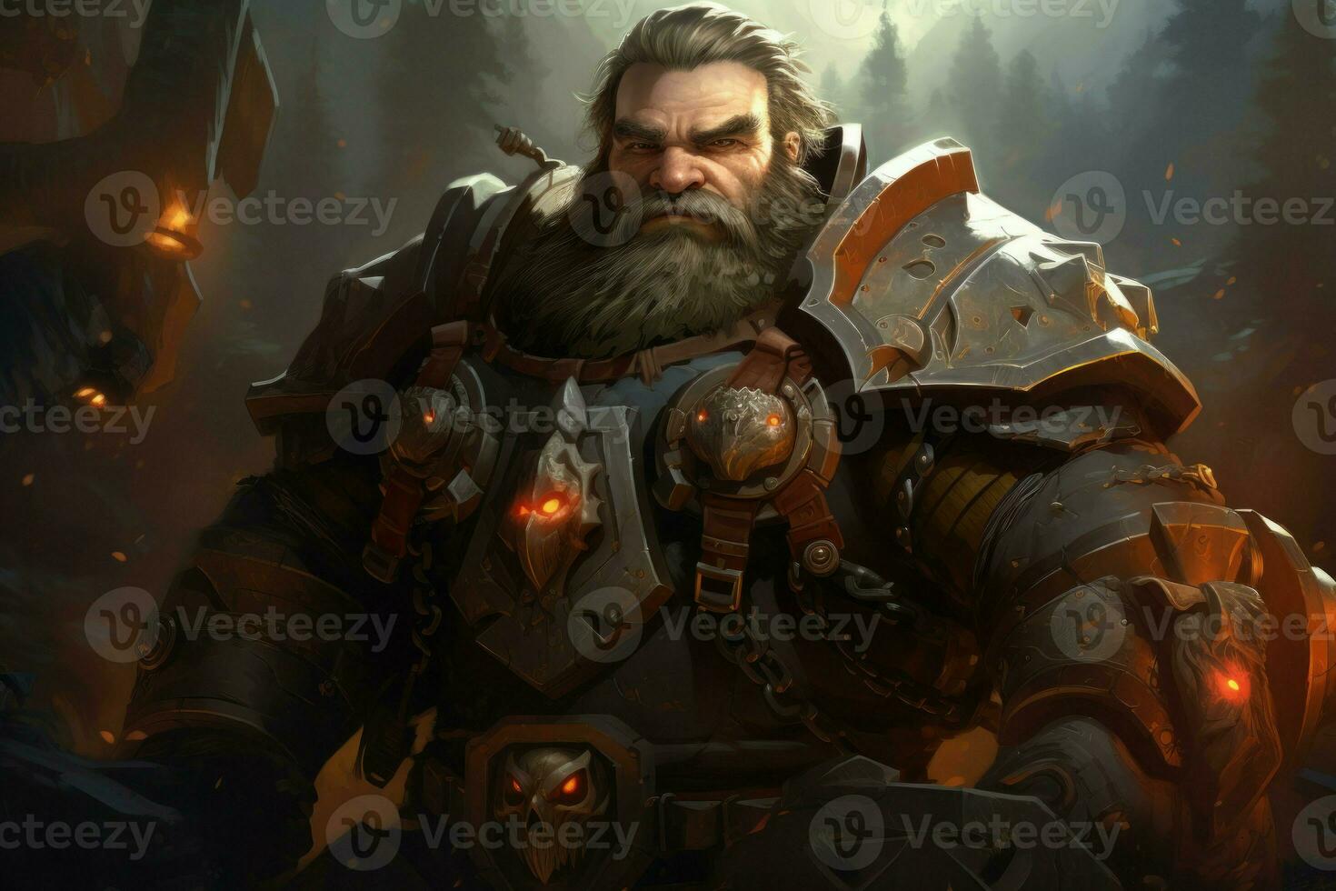 Righteous Dwarf paladin man. Generate Ai photo