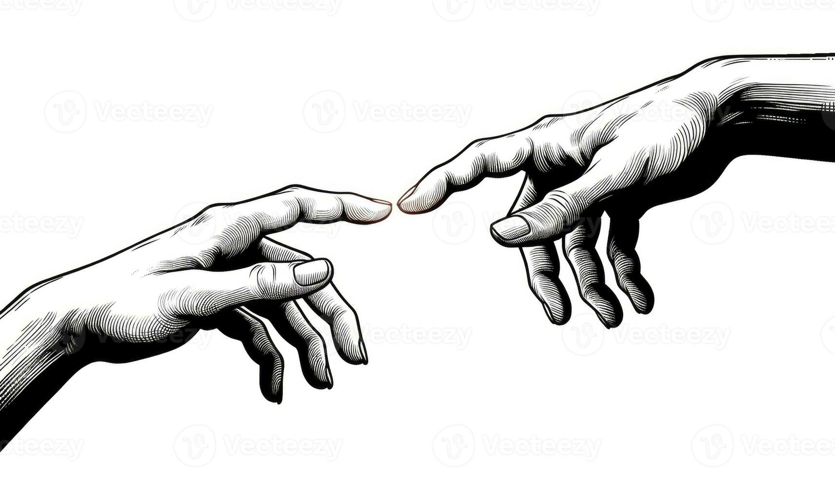 Two hands, one from the left and one from the right, reaching out towards each other, capturing a moment of connection and unity. AI Generated photo