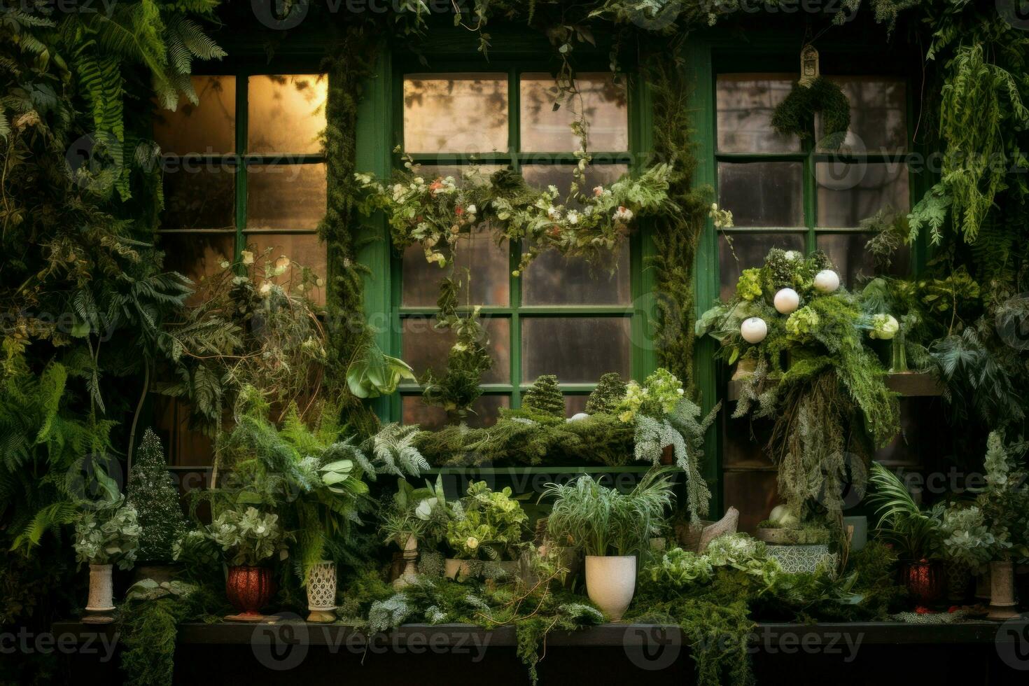 calentar decorado ventana interior. generar ai foto